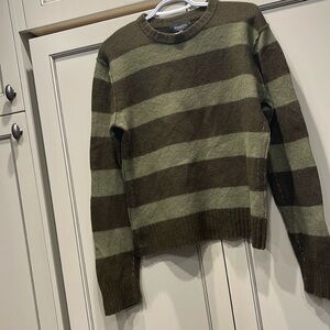 RW&CO brown and gray striped sweater, women’s extra large, wool and nylon